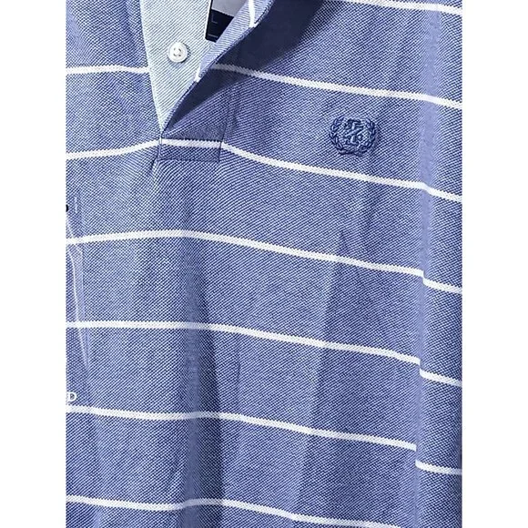 Izod Blue Striped Men's Polo Shirt Large New With Tags - Picture 4 of 9